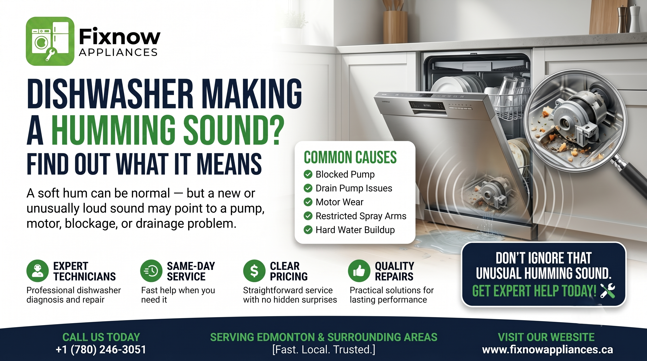 Dishwasher Making a Humming Sound? Find Out What It Means | FixNow Appliances